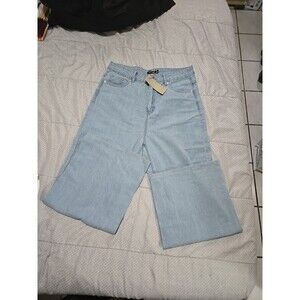 Boohoo High Rise Wide Leg Mom Jeans Womens US Size 10 Light Wash UK 14 Boho NWT
